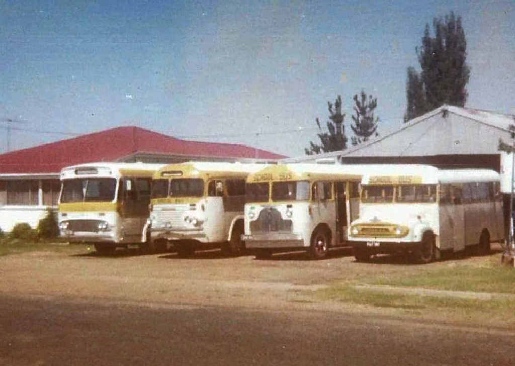 The Allora bus fleet when Col and Bette Gay took over the business in 1982.